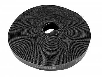 Netko Лента-липучка многоразовая 14,5мм*10м, с насечками для отрыва (каждые 2 см), черная Optima